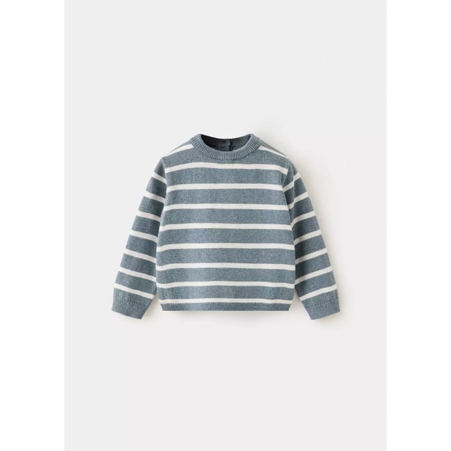 Pull-over en maille à rayures vert <span itemprop=