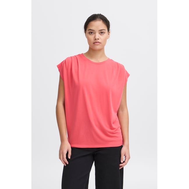 Sleeveless T-shirt rouge geranium <span itemprop=