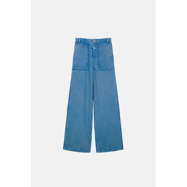 Florette Straight Trousers with High Waist, stonewashed, LOUISE MISHA