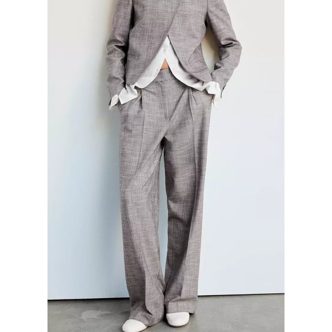 Pantalon droit à carreaux marron <span itemprop=