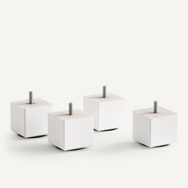 Lot de 4 pieds de sommier courts carrés, Jarano Couleur blanc laque <span itemprop=