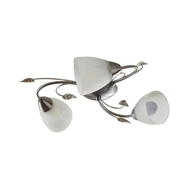 Plafonnier en métal antique, Yannie Couleur nickel, blanc <span itemprop=