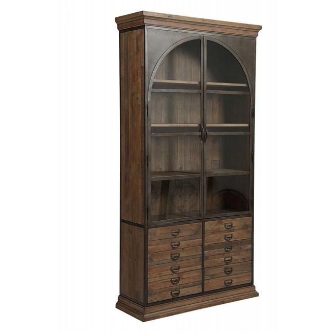 Bibliothèque vitrée 2 portes - MANUFACTURE Couleur marron <span itemprop=