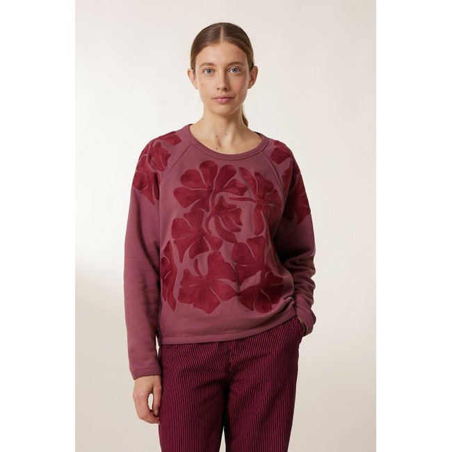 Sweat manches longues col rond SHINE mauve <span itemprop=