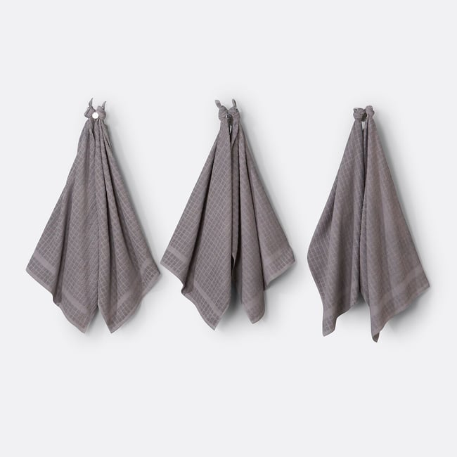 Lot de 6 essuies-mains éponge gris foncé <span itemprop=