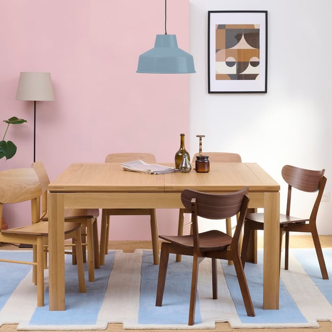 Table carrée extensible bois chêne clair massif L140/200 - BOSTON Couleur bois clair <span itemprop=