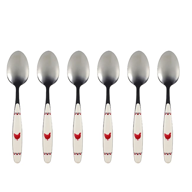 Lot de 6 cuillères 21cm, GALLINA Couleur beige-inox <span itemprop=