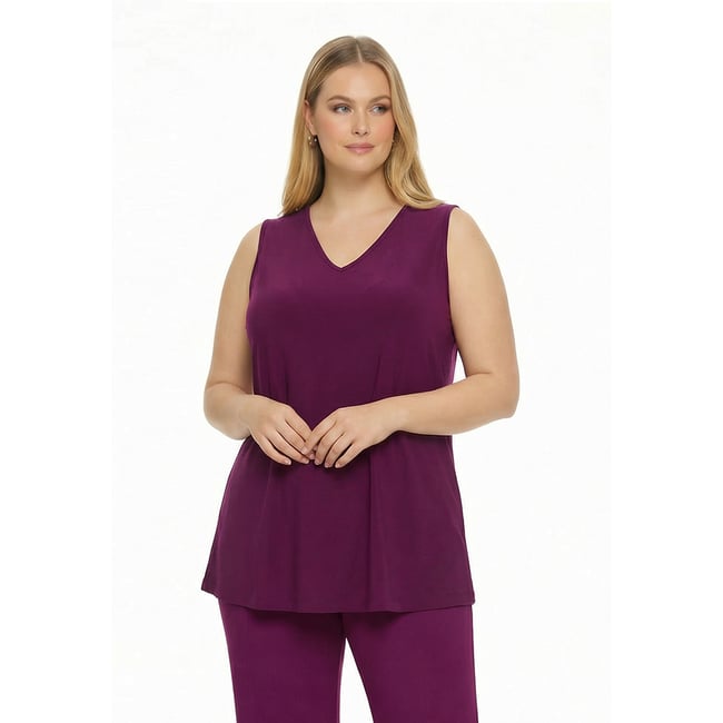 Débardeur évasée (manches) violet <span itemprop=