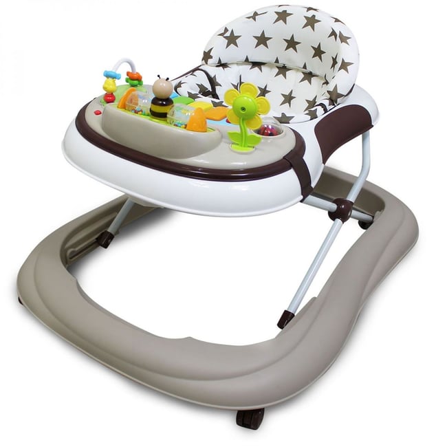 Trotteur Bébé 4 En 1 DREAMADE - Hauteur & Vitesse Réglables, Pliable, Musique & Lumières - Rose Clair - 6-18 Mois, Charge 12kg