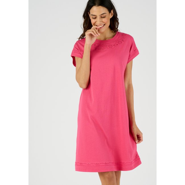 Chemise de nuit pur coton biologique* rose framboise <span itemprop=