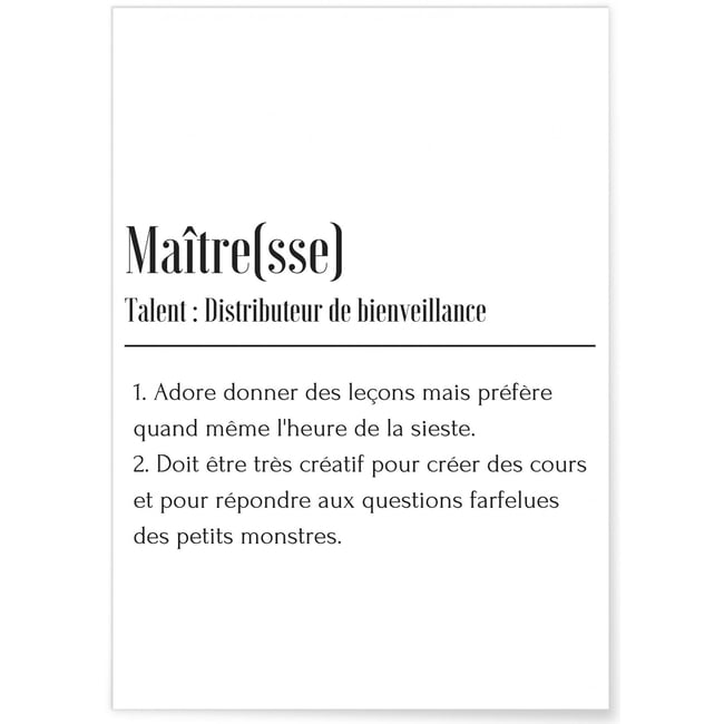Affiche Définition Maître(sse) Couleur blanc <span itemprop=