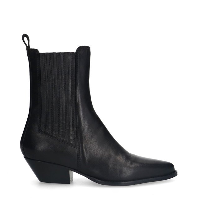 Santiags en cuir noir <span itemprop=