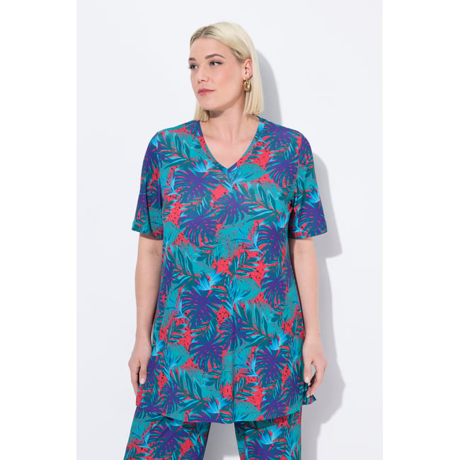 T-shirt long. Imprimé palmiers. salsa <span itemprop=
