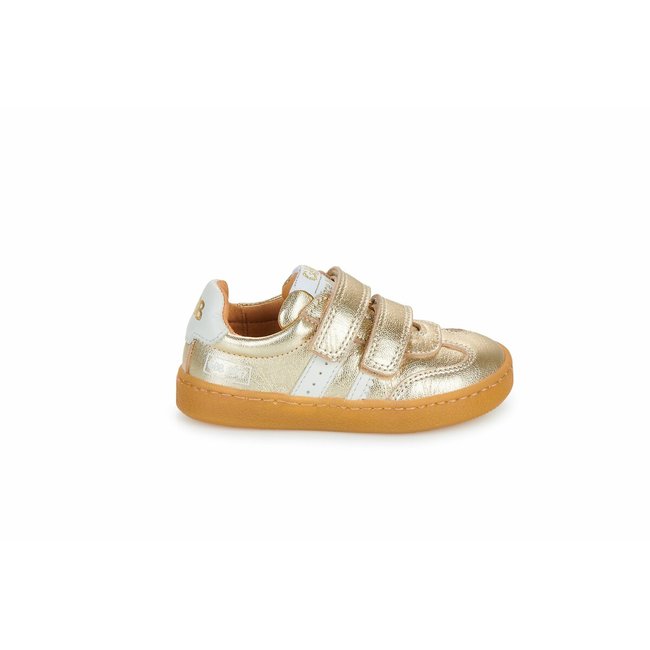 Sapatilhas Karine em pele dourado <span itemprop=