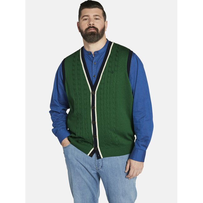 Gilet de costume en maille DUKE THALEN vert foncé à dessin <span itemprop=