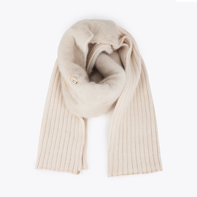 Tour de cou à détails métalliques beige clair <span itemprop=