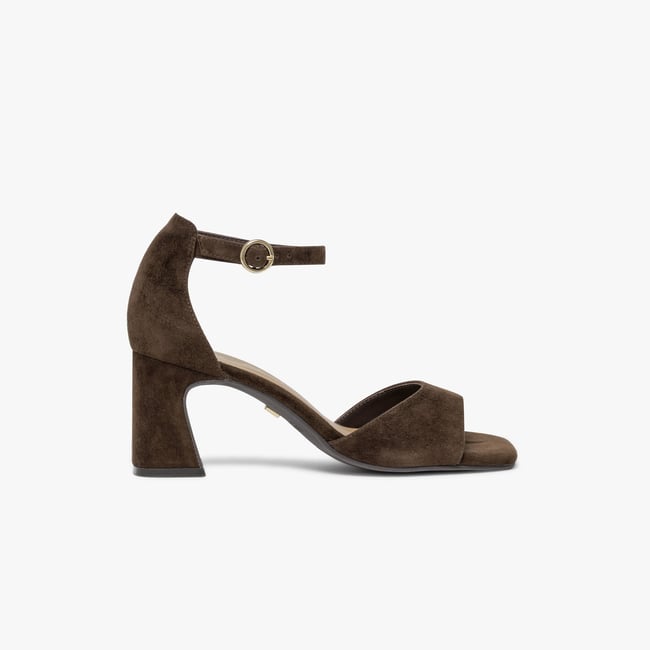Sandale À Talon en cuir PRECIEUSE marron chocolat <span itemprop=