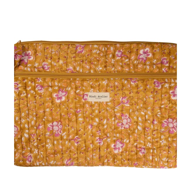 Pochette d'ordinateur 15 pouces Folk Stories en coton jaune sun <span itemprop=
