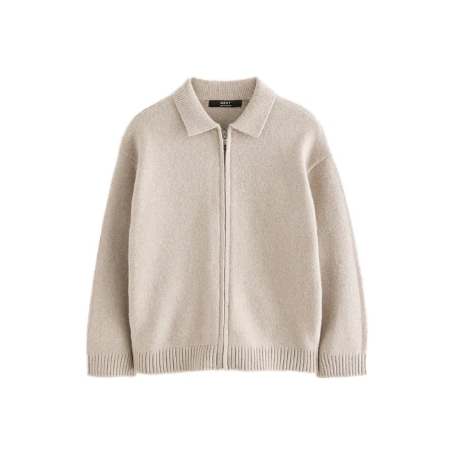 Cardigan zippé naturel <span itemprop=