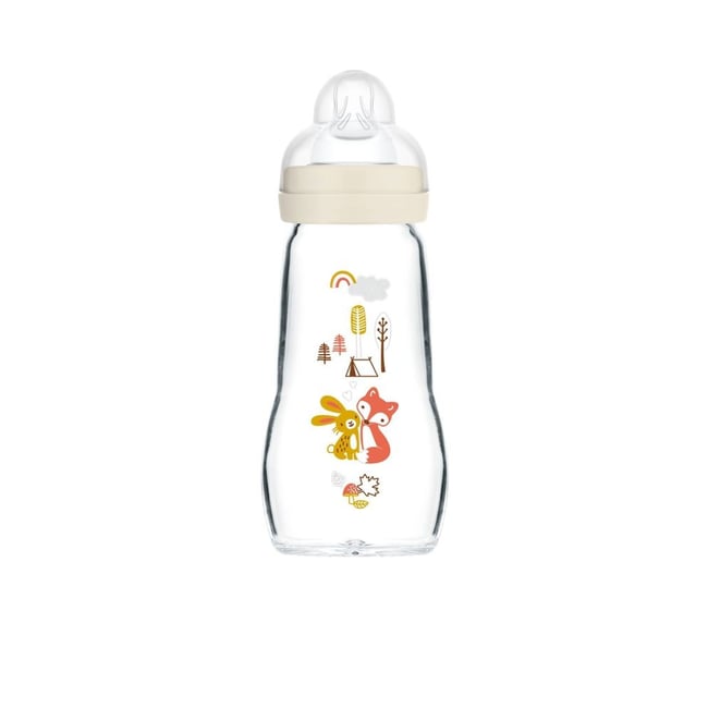 Biberon verre 260 ml beige <span itemprop=