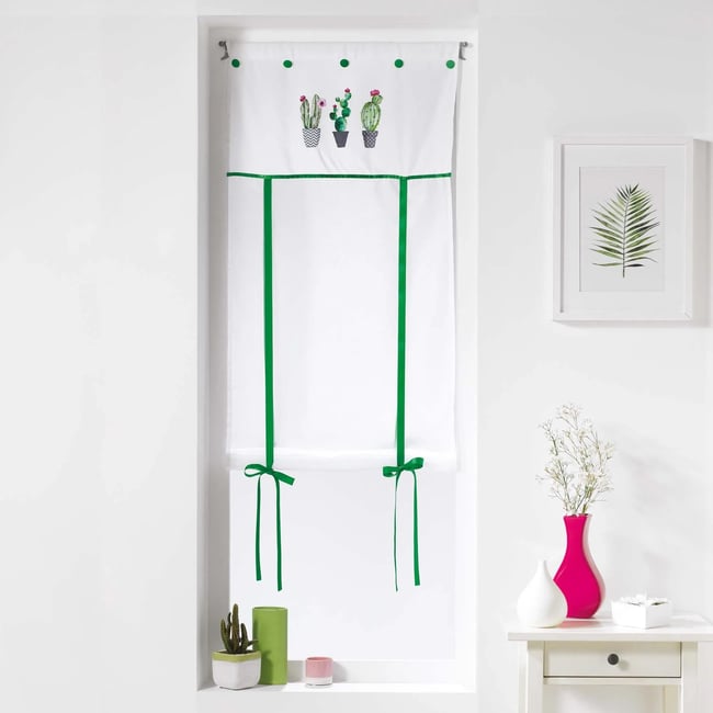 Store Voilage Tropic cactus 60 x 150 cm blanc <span itemprop=