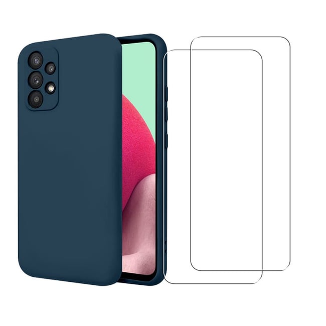Coque Galaxy A32 antichoc + 2 vitres bleu <span itemprop=