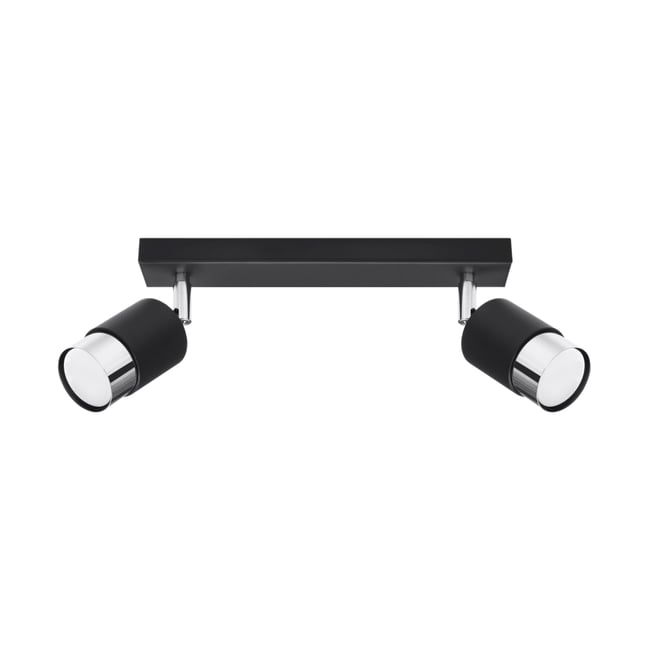 Plafonnier Acier Noir/Chromé GU10 2 Nero Couleur noir <span itemprop=