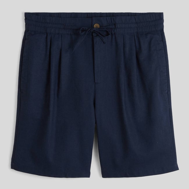 Bermuda à pince en mélange coton et lin - MONOPRIX