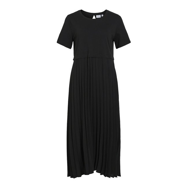 Pleated Midi Dress, black, VILA