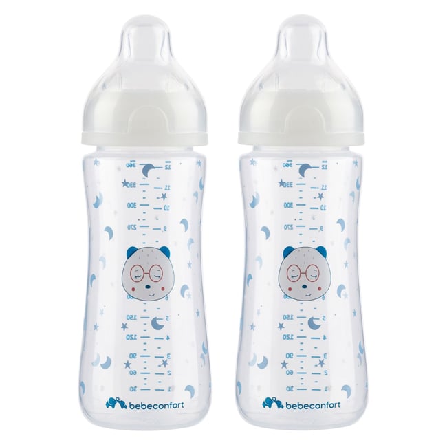 Lot de 2 Biberons anti colique phosphorescent bébé 6 mois - BEBECONFORT