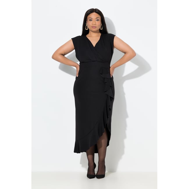 Robe maxi en jersey sans manches noir <span itemprop=