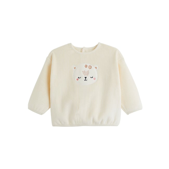 Sweat-shirt bébé en velours Neige ecru <span itemprop=