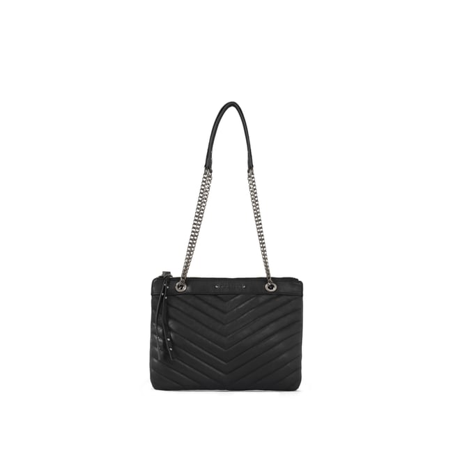Sac à main double pochette en cuir matelassé 1440 REPORTER noir <span itemprop=