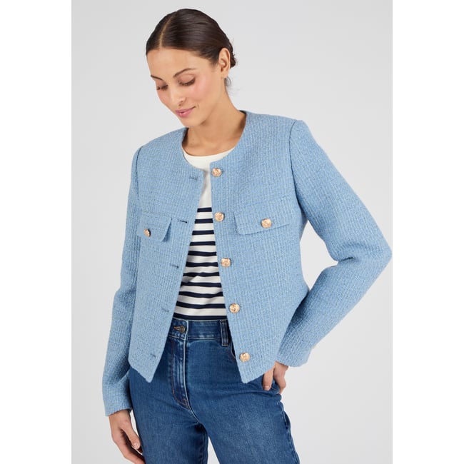 Veste effet tweed bleu <span itemprop=