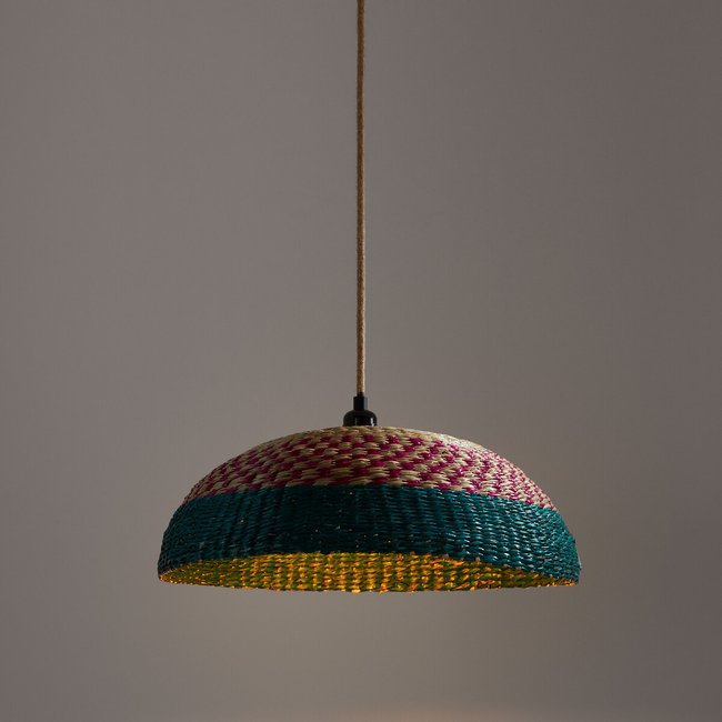 Hilo colourful woven straw 44cm diameter ceiling light shade natural La Redoute Interieurs La Redoute