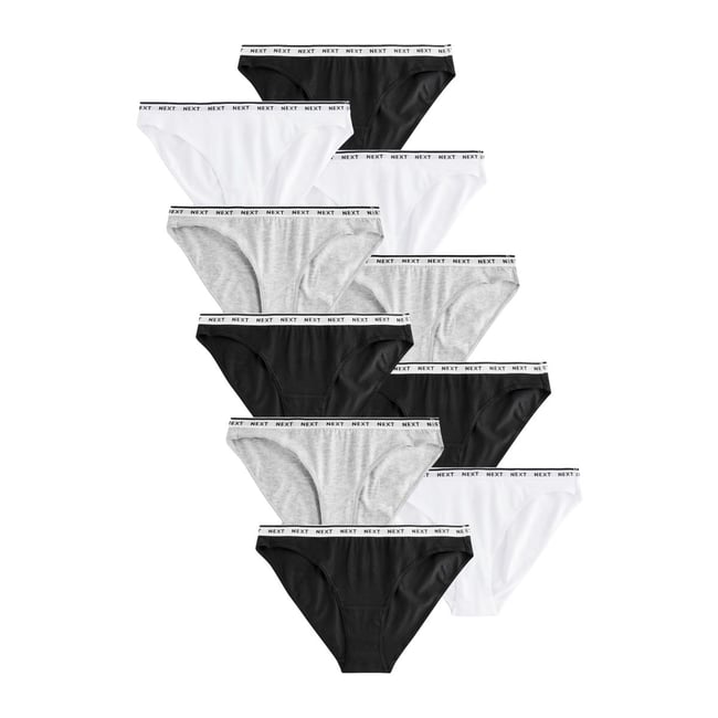 Culotte en coton à logo, lot de 10 noir/blanc/gris <span itemprop=