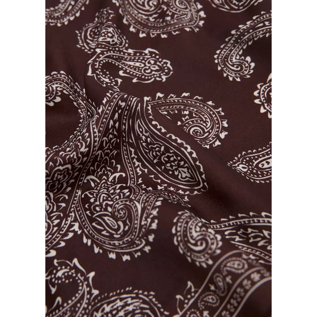 Foulard triangle paisley chocolat <span itemprop=