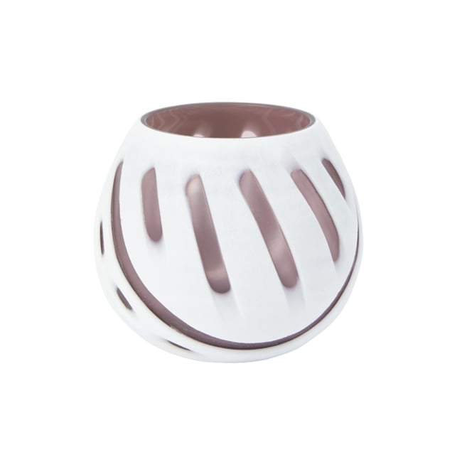 Porte-bougie décoratif en verre soufflé H9 Couleur rose <span itemprop=