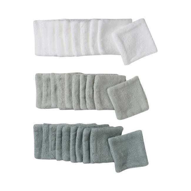 Lot de 30 lingettes lavables + pochon lot vert <span itemprop=