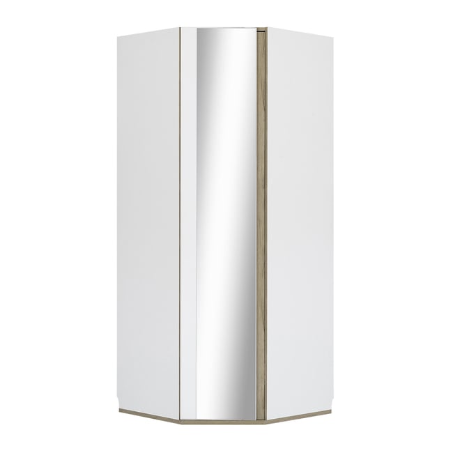 Dressing d'angle  avec porte miroir et rangements Couleur blanc <span itemprop=