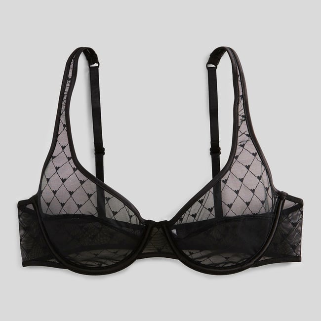 Soutien-gorge corbeille balconnet ROMEO en dentelle noir <span itemprop=