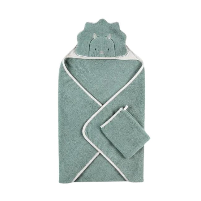 Cape de bain + gant vert <span itemprop=