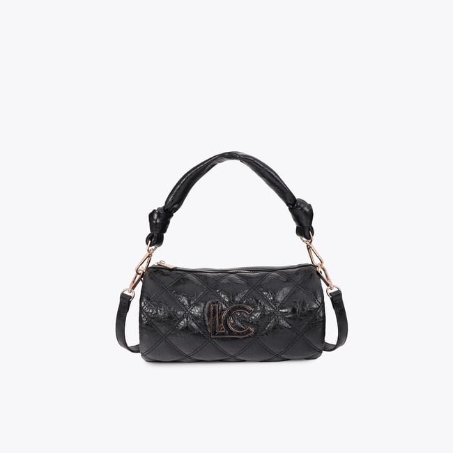 Sac à bandoulière matelassé à noeuds décoratifs noir <span itemprop=