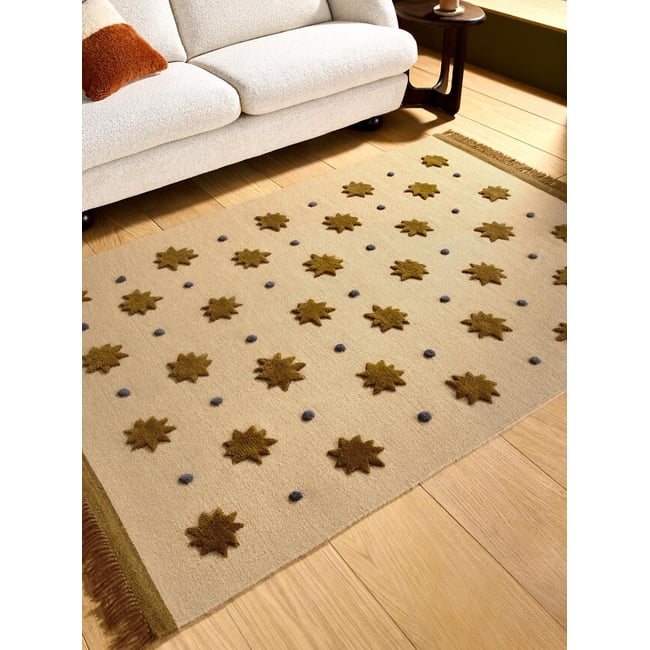 MADE.COM Bel Kosmic Handwoven Wool Rug, natural/gold-coloured, MADE