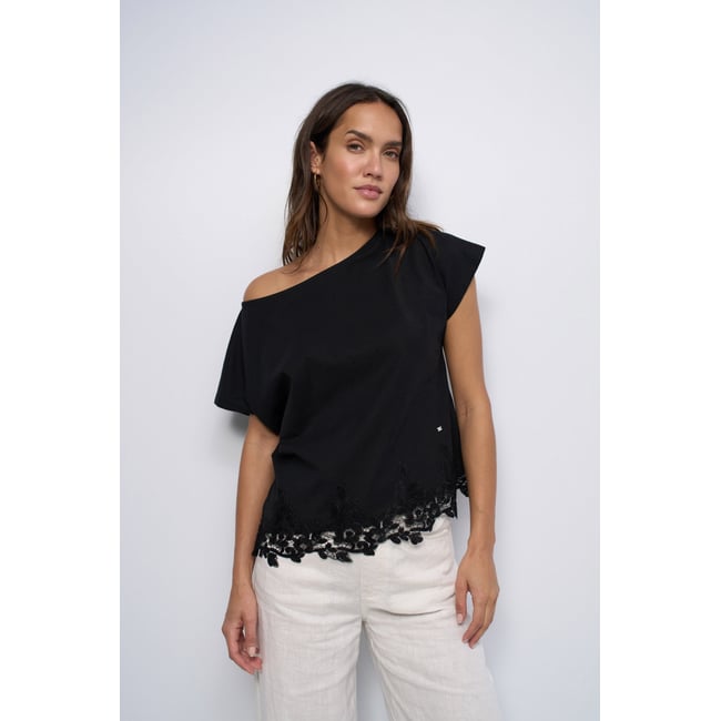 T-SHIRT AVEC DENTELLE noir <span itemprop=
