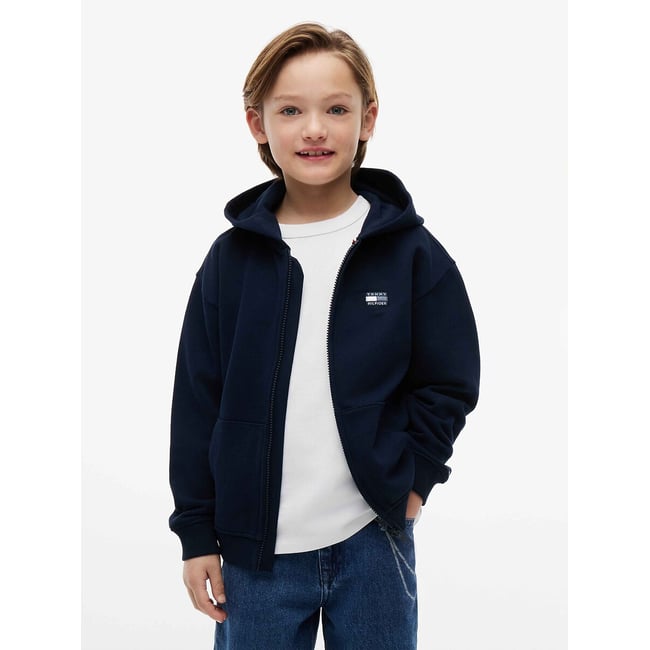 Sweat zippé à capuche bleu marine <span itemprop=