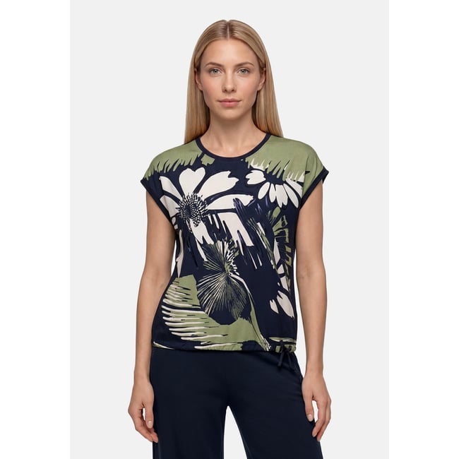 Haut imprimé à cordon coulissant sous tunnel dark blue/khaki <span itemprop=