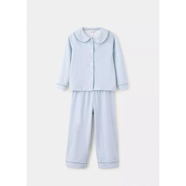 Pyjama complet à imprimé vichy bleu <span itemprop=
