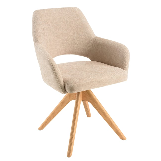 Chaise pivotante beige dossier droit - pieds bois LINEA Couleur beige <span itemprop=
