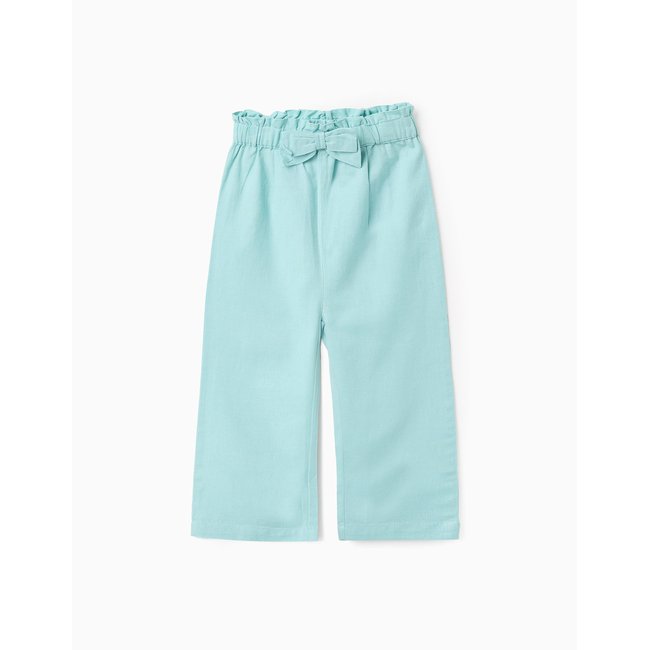 Pantalon en Coton et Lin bleu clair <span itemprop=